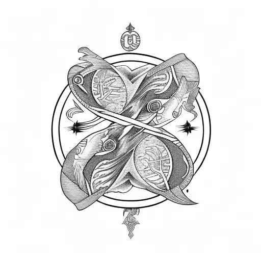 libra and pisces combined tattoo tattoo design idea