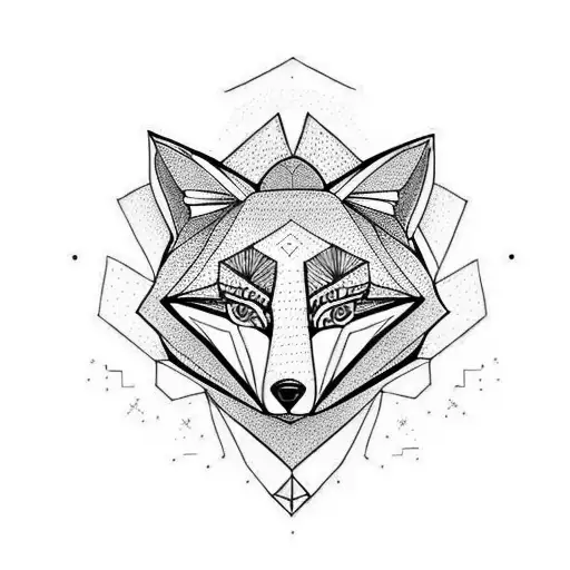 Fox face, symmetrical  tattoo design idea