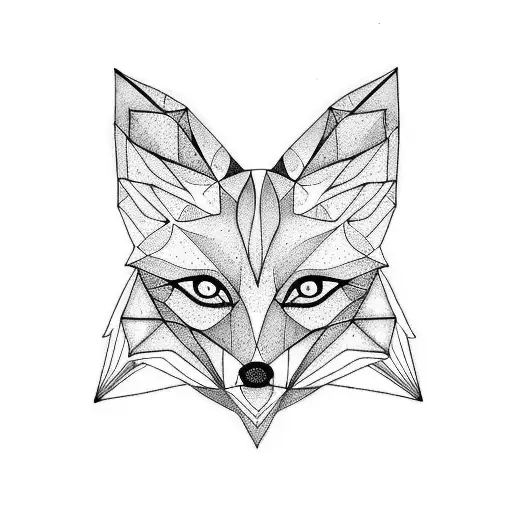Fox face, symmetrical, triangle  tattoo design idea