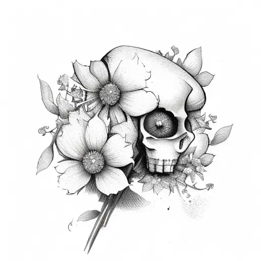 guillotine with flowers growing on it and vining up it tattoo design idea