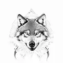 Aggressive wolf with a skull and Native American feathers tattoo design idea