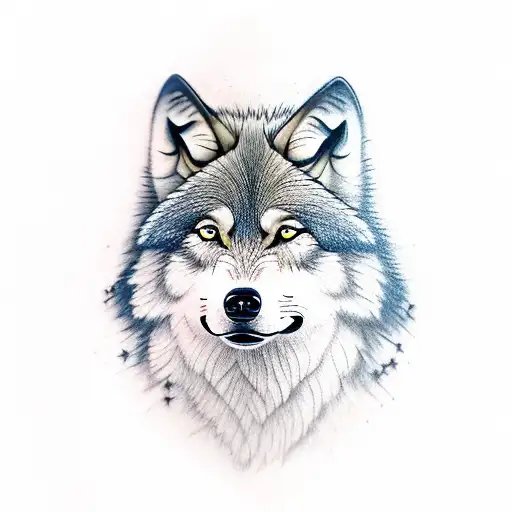 Five wolves  tattoo design idea