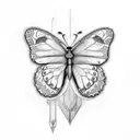 Butterfly clock tattoo design idea