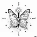 Butterfly clock tattoo design idea