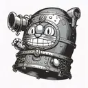 Imagine a simple, yet detailed depiction of Doraemon's iconic bell. The bell should be round, with a shiny metallic surf tattoo design idea