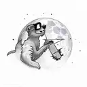 A software developer coding under a full moon tattoo design idea