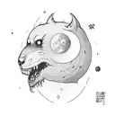 A software developer coding under a full moon tattoo design idea