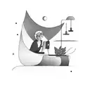 A software developer coding under a full moon tattoo design idea