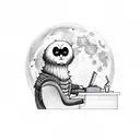 A software developer coding under a full moon tattoo design idea