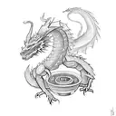 A majestic dragon wrapping around a bonsai tree tattoo design idea