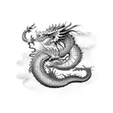 A majestic dragon wrapping around a bonsai tree tattoo design idea
