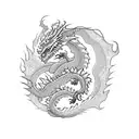 A majestic dragon wrapping around a bonsai tree tattoo design idea