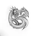 A majestic dragon wrapping around a bonsai tree tattoo design idea