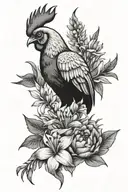 sleeve tattoo featuring the liverbird, a chicken, Mr Magoo and a kangaroo paws tattoo design idea