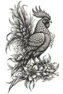 sleeve tattoo featuring the liverbird, a chicken, Mr Magoo and a kangaroo paws tattoo design idea