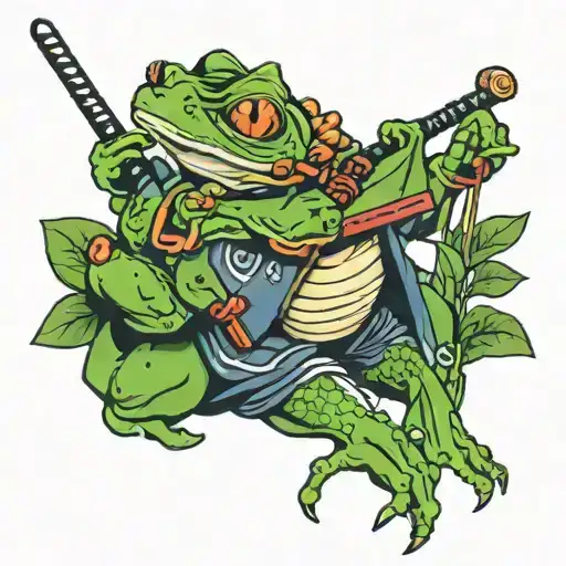 samurai frog tattoo design idea