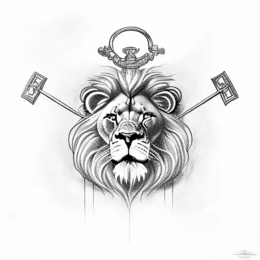 lion with Jesus death and resurrection  tattoo design idea