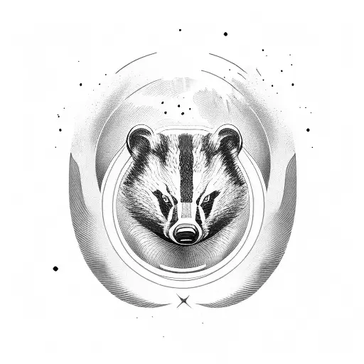 badger and volcano tattoo design idea