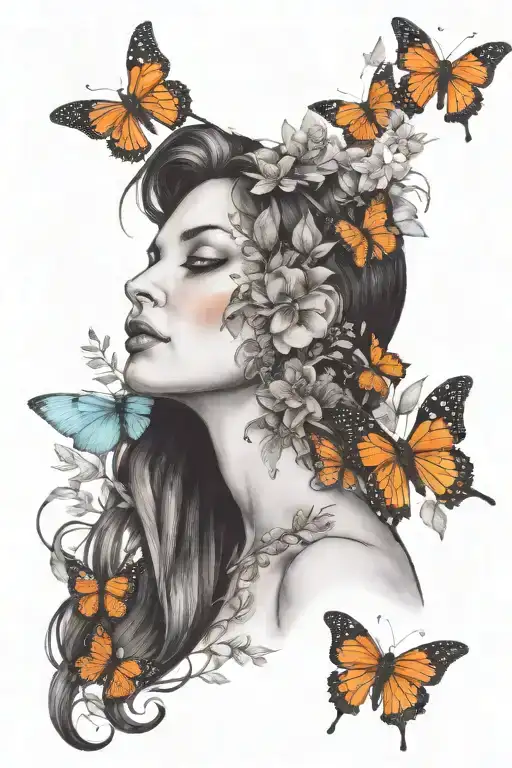 Mother Earth, heavenly creature, pure love, global background, sorrounded in little insects tattoo design idea