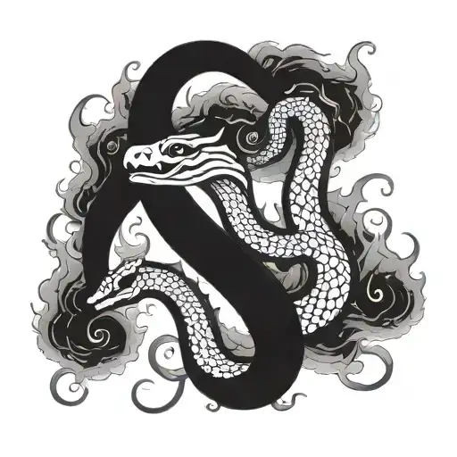 snake and sea horse tattoo design idea