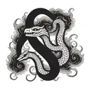 snake and sea horse tattoo design idea