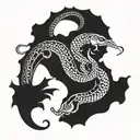 snake and sea horse tattoo design idea
