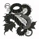 snake and sea horse tattoo design idea
