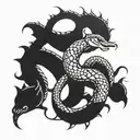 snake and sea horse tattoo design idea