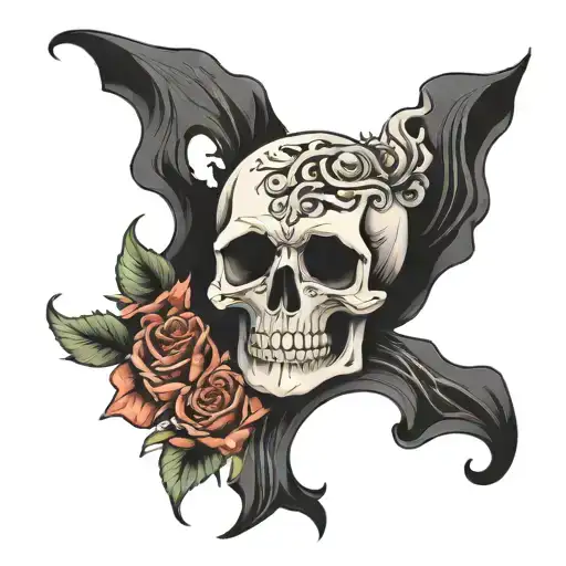skull mourning without flowers  tattoo design idea