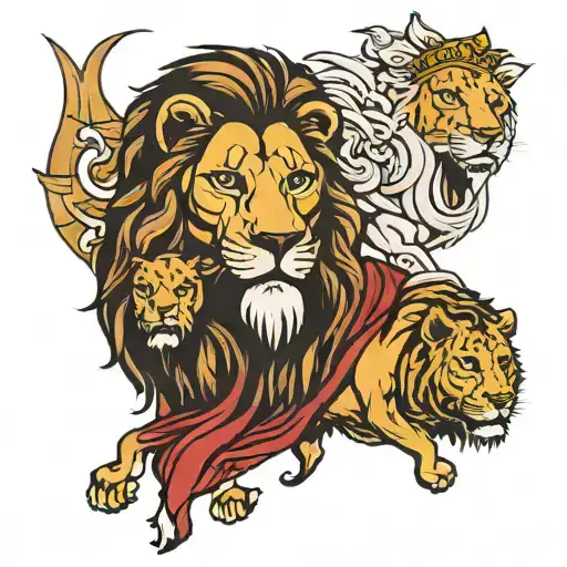 lion and San Judas tadeo and jesus christ tattoo design idea