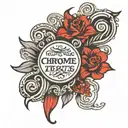 chrome hearts scripture verses flowing tattoo design idea