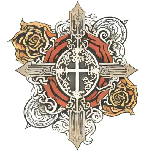 catholic tattoo with unique background black tattoo design idea