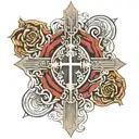 catholic tattoo with unique background black tattoo design idea
