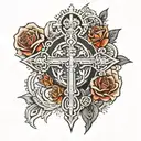 catholic tattoo with unique background black tattoo design idea