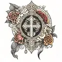 catholic tattoo with unique background black tattoo design idea
