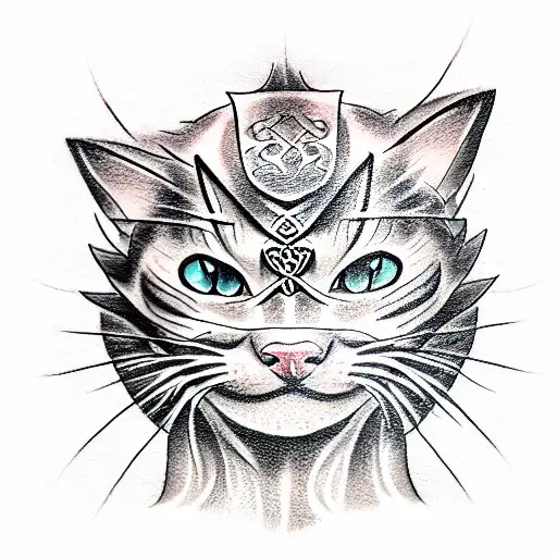 cat ninja tattoo design idea