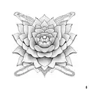 A serpent intertwining with a blooming lotus flower, symbolizing the balance between beauty and danger tattoo design idea