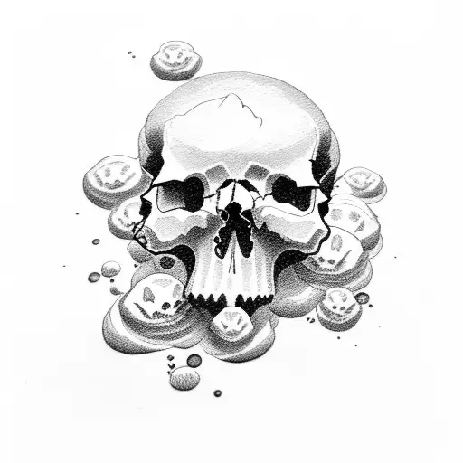 skulls in clouds tattoo design idea