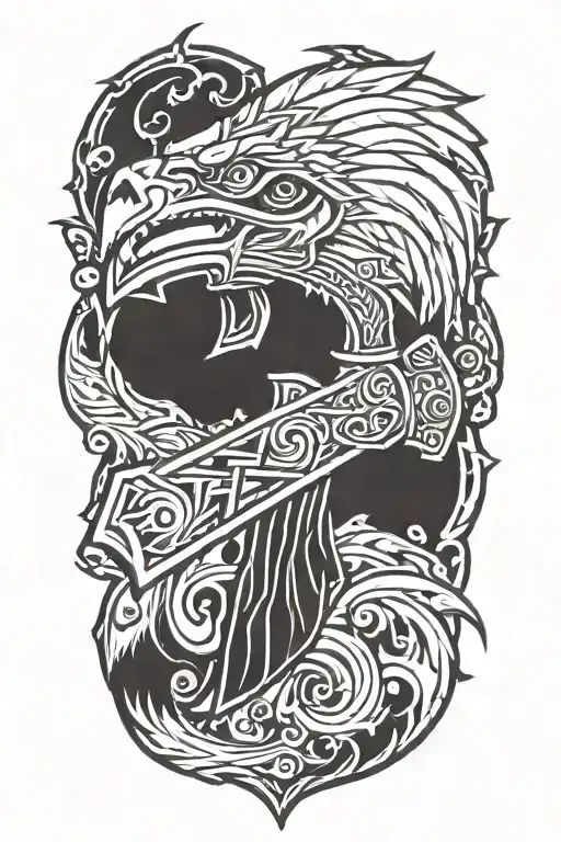 indian tomahawk logo tattoo design idea