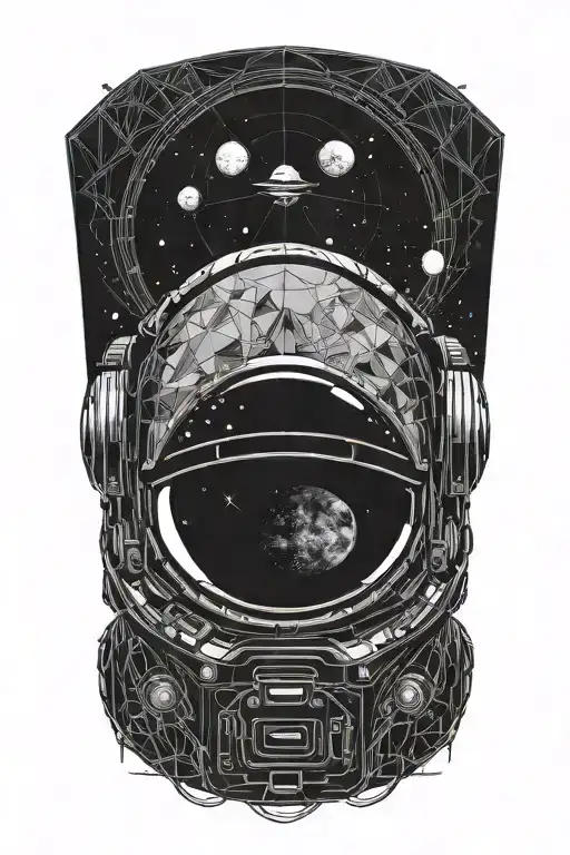mix of astronout helmet and dark side of the moon album cover tattoo design idea