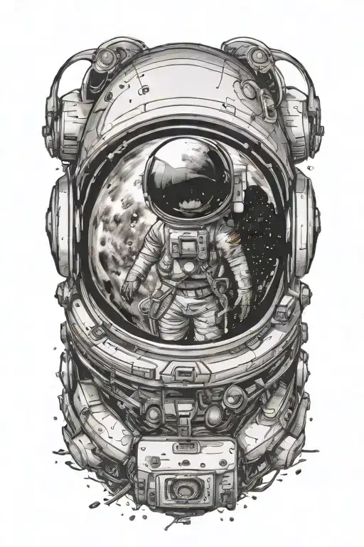 mix of astronout helmet and dark side of the moon album cover tattoo design idea