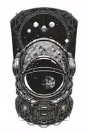 mix of astronout helmet and dark side of the moon album cover tattoo design idea