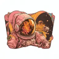 An astronaut with light refracted from his helmet in the way on the cover of the pink floyd album dark side of the moon tattoo design idea