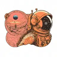 An astronaut with light refracted from his helmet in the way on the cover of the pink floyd album dark side of the moon tattoo design idea