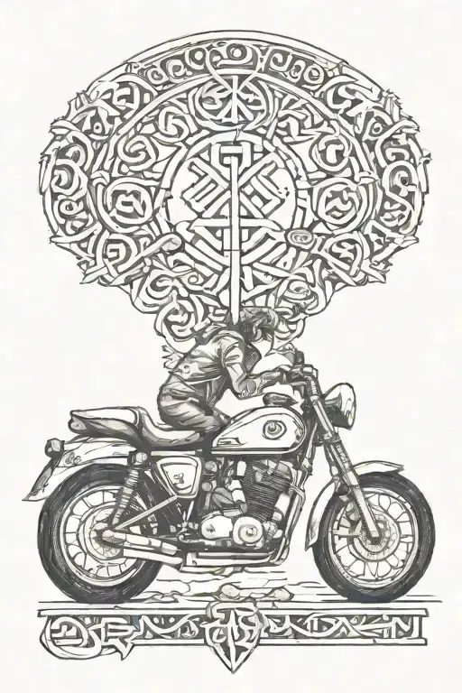 Scandinavian Runes Motorcycle Carpenter tattoo design idea