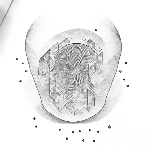 silhouette, fingerprint, dumbbell, DJ tattoo design idea