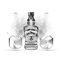 silhouette, fingerprint, jack daniels, dumbbell, DJ tattoo design idea