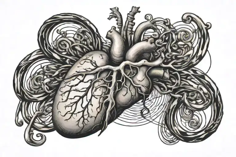 tattoo using the msta cross symbol associated with the lines of the heartbeat, along with a human heart tattoo design idea