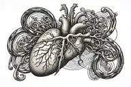 tattoo using the msta cross symbol associated with the lines of the heartbeat, along with a human heart tattoo design idea