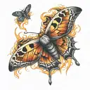 moth and flame tattoo design idea